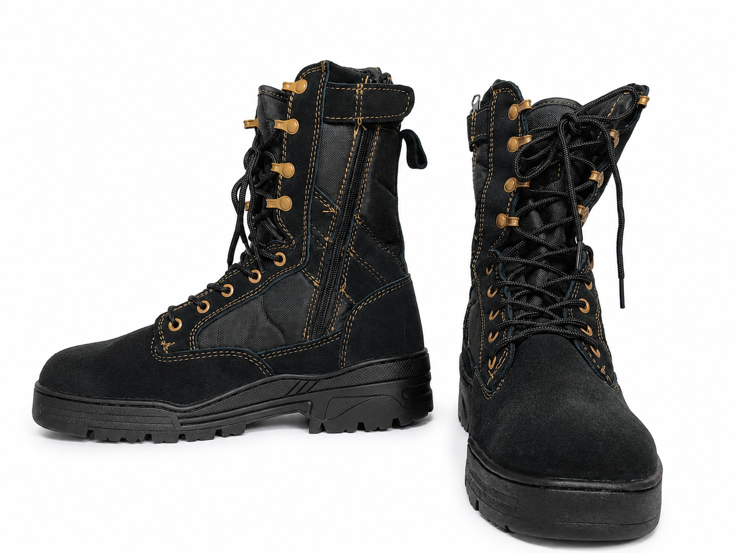 Men's Tactical Jungle Combat Boots Leather Nylon Side Zip Military Rubber Outsole - Image 5