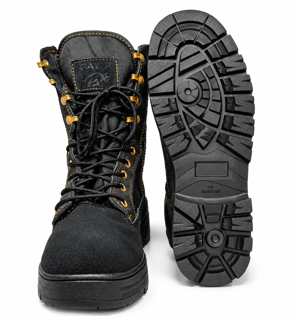 Men's Tactical Jungle Combat Boots Leather Nylon Side Zip Military Rubber Outsole - Image 4