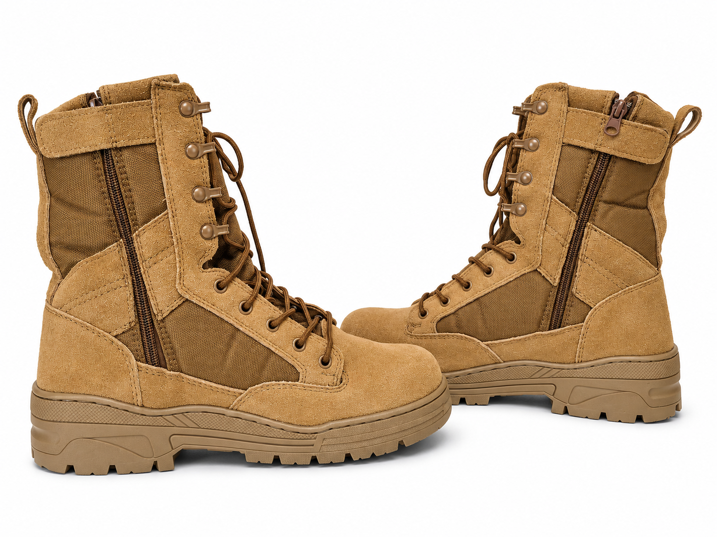 Men's Tactical Jungle Combat Boots Leather Nylon Side Zip Military Rubber Outsole - Image 8